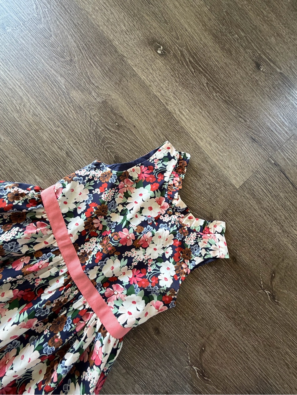 Janie and Jack Navy Floral Dress with Pink Trim - Picture 2 of 5